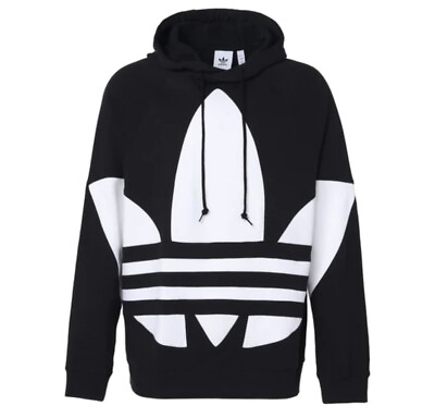 Adidas Originals Men’s Sweatshirt Black BG Trefoil Hoodie Size XS $32.70