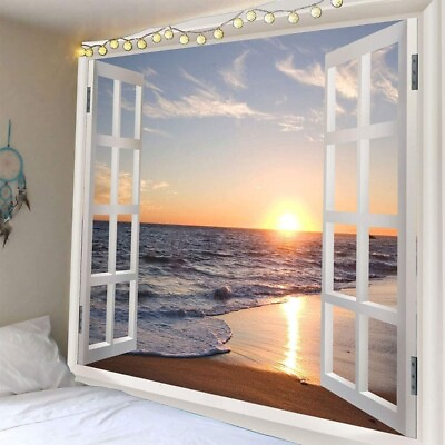 #ad 3D Ocean Tapestry Wall Hanging Sun Sunset Sea Beach Landscape 30x40 Inches New $15.02