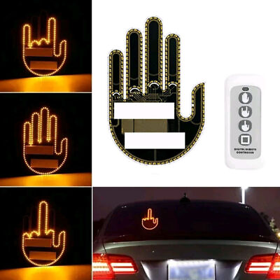 #ad Car Light Parts Middle Finger Gesture Light Rear Window Light Trims Accessories $19.98