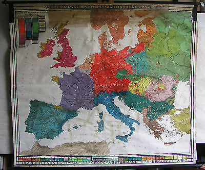 #ad School Wall Map Beautiful Old Völkerkunde Europakarte 216x188 Vintage Vor 1938 $1271.70