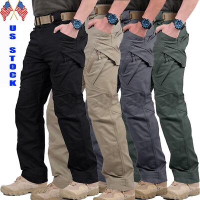 US Men Tactical Cargo Pants Soldier Straight fit Work Combat Trousers Outdoor A $22.99