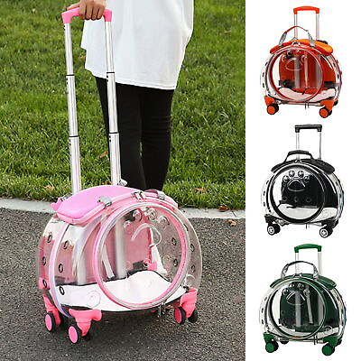 #ad Pet Trolley Case Carrier Cats Dogs Waterproof Transparent Backpack with Wheel $81.06