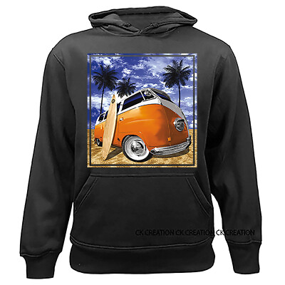 #ad #ad Surfing Bus Fish Eye Palm Tree Ocean Surfboard Graphic Pullover Hoodie $31.68