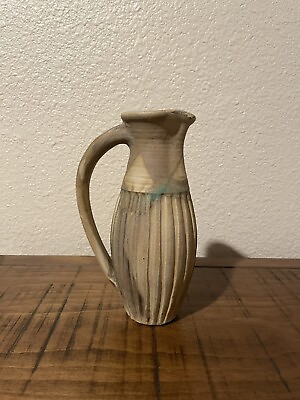 #ad Vintage Studio Pottery Pitcher Shaped Vase 1995 Signed by Artist $12.00