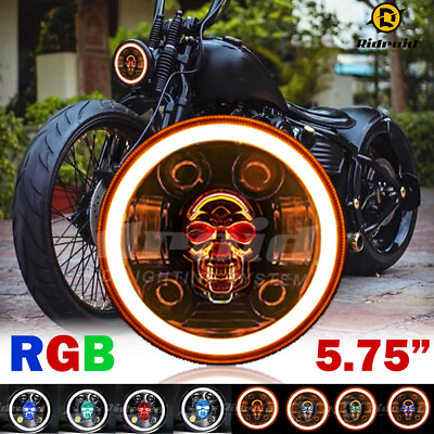 #ad 5 3 4quot; LED RGB Headlight Halo DRL for Harley Davidson Dyna Low Rider Street Bob $39.99