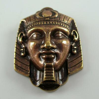 Antique KING TUT Egyptian Style BRASS PIN Art Nouveau BROOCH French Casting $12.00