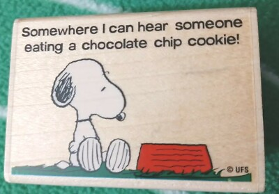 #ad Snoopy Thinking of Cookies Cartoon Character Wood Rubber Stamp Charles Schultz $28.68