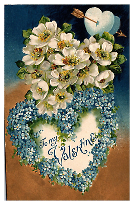 #ad quot;To my Valentinequot; Bouquet of Heart Shaped flowers Postcard #231 $3.95