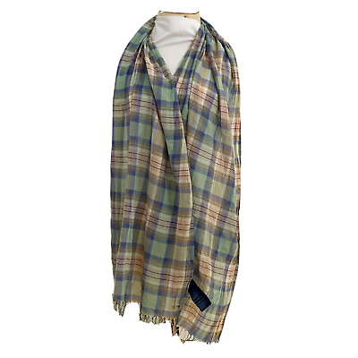 TOMMY HILFIGER CHECK GREEN SHAWL COTTON scarf 78 19 in MADE IN INDIA #A154 $31.50