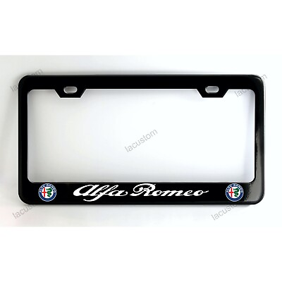 #ad Alfa Romeo Black License Plate Frame Custom Made of Powder Coated Metal $34.99