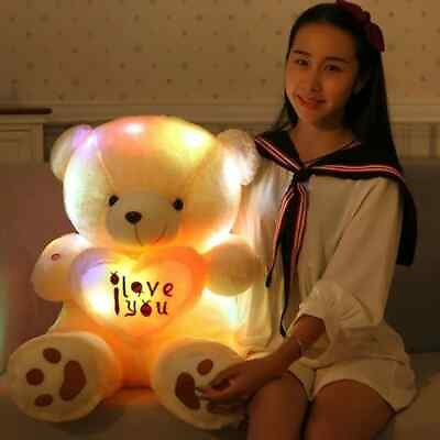 Cute Lovely I Love You Pattern Glow Light Up Soft Plush Bear Toy Gift US $40.99