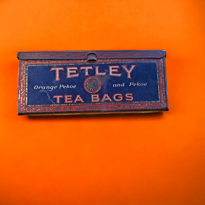 #ad Tetley Tea Vintage Lithograph Tin Box $60.00