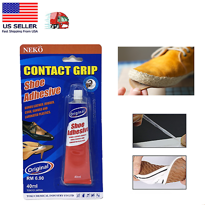 40 ml Shoe Adhesive Glue for Leather Vinyl Rubber Cork Canvas Contact Grip NEW $6.75