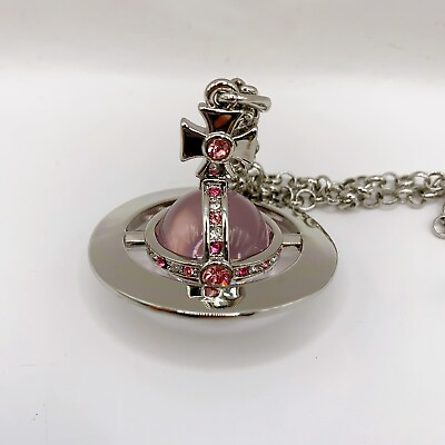 Vivienne Westwood Small Orb Necklace Pendant Pink Silver Outlet authentic New $98.80