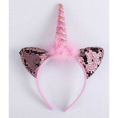 #ad Magical Unicorn Headband hair band accessories Halloween costume Pink Sequin $8.98