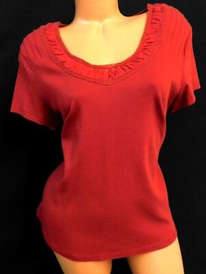#ad Faded glory red embroidered applique reched women#x27;s plus size top 1X 16W $12.99