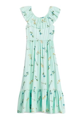 NWT Stitch Fix Bailey Lane Girl#x27;s Aqua Floral Long Dress Size L 12 14 $15.75