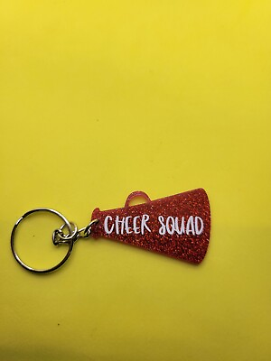 #ad quot;Cheer Squadquot; Red amp; White Key Chain $2.00