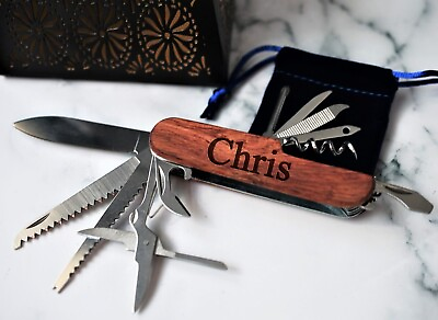 Personalized 11 in 1 Multi Tool Wood Swiss Tool Groomsmen Gifts Gift for Him $14.99