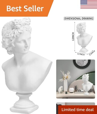 #ad Greek Statue of Apollo Classic Roman Bust Sculpture for Home Decor 12.6in $60.99