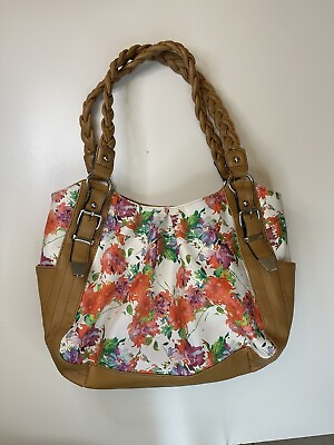 Kohl#x27;s Apt.9 Floral Handbag Purse Bag Vegan Leather Womens White Flowers $12.99
