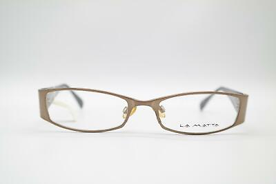 Vintage La Matta Diamond Bronze White Black Oval Glasses Frames NOS $50.06