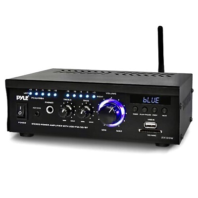 #ad Crystal Clear Sound Reigns: PCAU46BA Stereo Amplifier with Blue LED Display $80.00