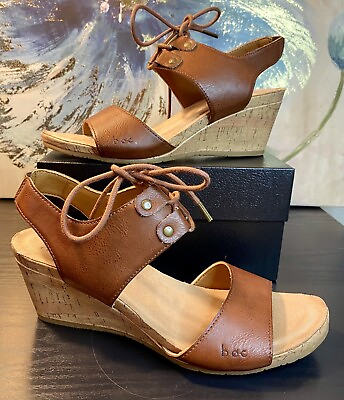 #ad B•O•C LILY COMFORT Brown Wedge Sandals Women Size 9M $19.99