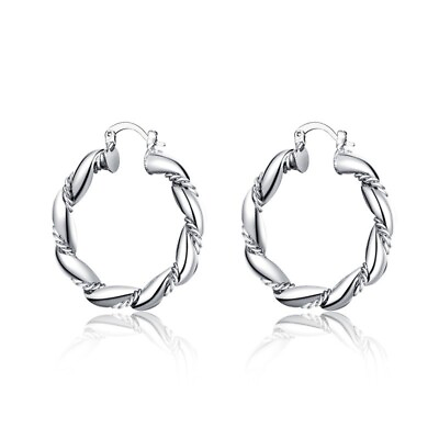 Brand New 925 Silver Jewelry Creative Twist Rope Womens Earrings Jewelry Gift $4.98