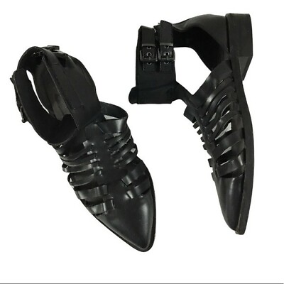 #ad ZARA Trafulac Womens Black Leather Gladiator Sandals Boho Size 6 36 EURO $18.00