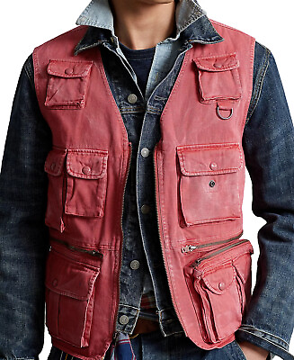 #ad NWT $398 Polo Ralph Lauren MEN#x27;S L Flap pocket Outdoor Vest GILET $155.00