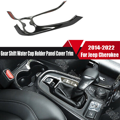 Carbon Gear Shift Water Cup Holder Panel Cover Trim For Jeep Cherokee 2014 2022 $104.99