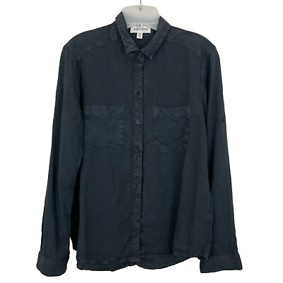 #ad Anthropologie Cloth amp; Stone Button Up Shirt Size Medium Navy Blue Long Sleeves $28.88