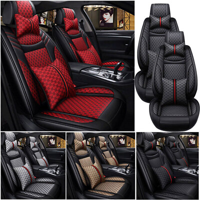 #ad Full Set Car Seat Covers 5 Seats Luxury Leather Front amp; Rear Cushion Universal $89.99
