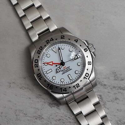 #ad 40mm White Custom Explorer 2 GMT Mod Watch NO LOGO w NH34 Automatic Mvmt $199.00