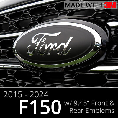BocaDecals 2015 2023 Ford F150 Emblem Overlay Insert Decals MATTE BLACK Set of 2 $22.99