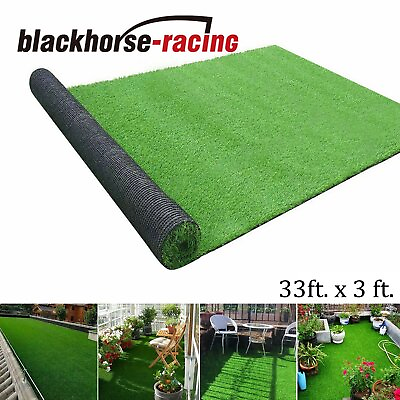 #ad 33ft. x 3ft. Synthetic Landscape Fake Grass Mat Artificial Pet Turf Lawn Garden $46.97