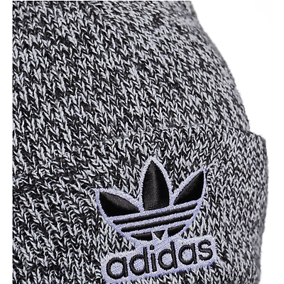 adidas Originals Trefoil Beanie Mens One Size Knit Embroidered Logo Black White $17.10