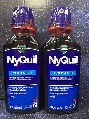 #ad 2 Pack Of Vicks NyQuil Cold amp; Flu Nighttime Relief Liquid Cherry 12OZEXP 08 24 $19.88