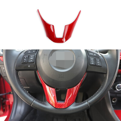 #ad RED ABS Carbon Fiber Steering Wheel Cover Trim Fit For Mazda 6 Atenza 2014 2016 $20.23