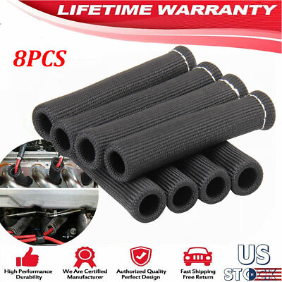 #ad 2500° 6quot; Spark Plug Wire Boots Protector Black Sleeve Heat Shield Cover 8Pcs USA $7.80