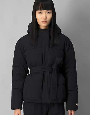 #ad Champion Padded Hooded Jacket Womens High Neck Hood Full Zip Pockets Woven XS XL $76.99
