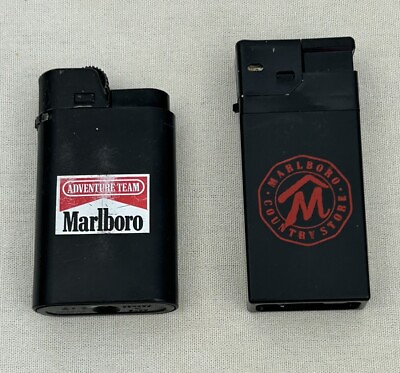 #ad Vtg Lighters Marlboro Cigarettes Adventure Team amp; Country Store Lot Of 2 $5.95