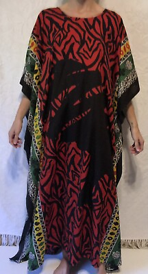 #ad NF Free Size Long Bright Caftan Tribal Kimono Dress $24.99