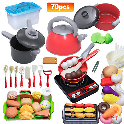 #ad 70 Pcs Play Food Set for Kids amp; Toddlers Kitchen Fruit Toy Playset Pretend Play $27.99