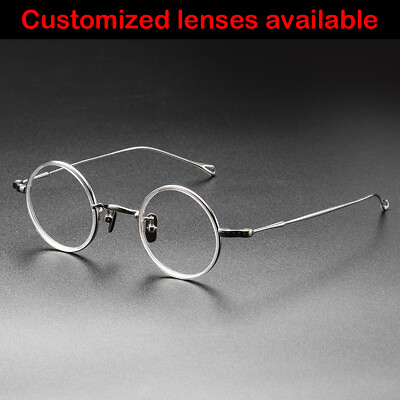 #ad 41mm Titanium Acetate Glasses Frames Round Eyeglasses Frames Demo Lens $39.75