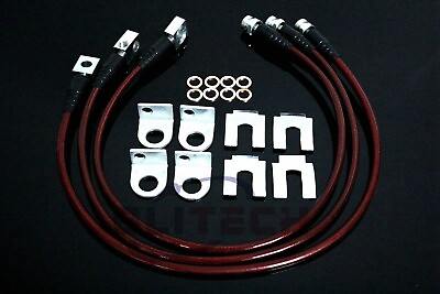 #ad Red Front amp; Rear Stainless Extended Brake Line Jeep Cherokee XJ Wrangler YJ TJ $55.28