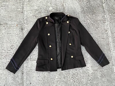 #ad Love Tree Women Blazer Black Jacket Coat Gold Tone Button Size Small $29.87
