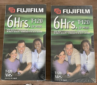 #ad FUJI T 120 Blank VHS Tapes Sealed 6 Hour New VCR High Quality EP Mode Set of 2 $9.69