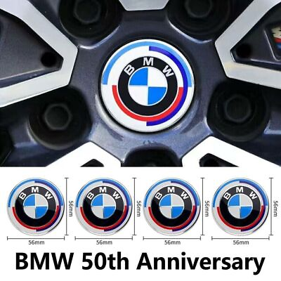 4X 50th Anniversary For BMW Wheel Center Hub Caps Logo Badge Emblem 68mm 56mm $19.99